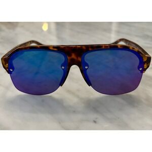 Fila Sunglasses Tortoise Shell Blue‎ Purple Mirrored Lens Aviator Style